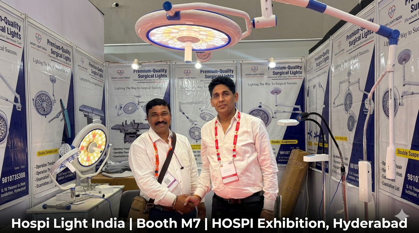Hospi Light India Led Double-Dome Ot Surgical Light At Hospi Exhibition Hyderabad, Booth M7